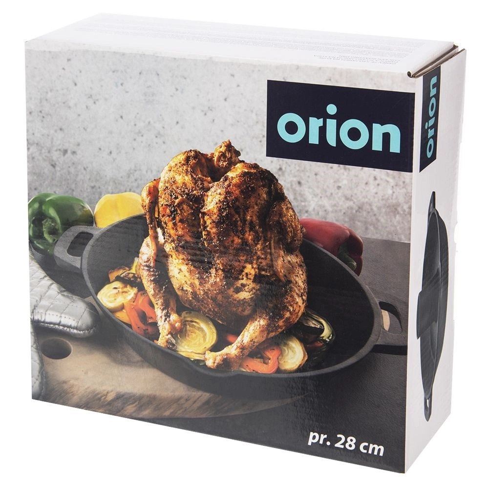 Patelnia Żeliwna 28 cm ORION Litina ze Stojakiem na Kurczaka Grill - obrazek 8