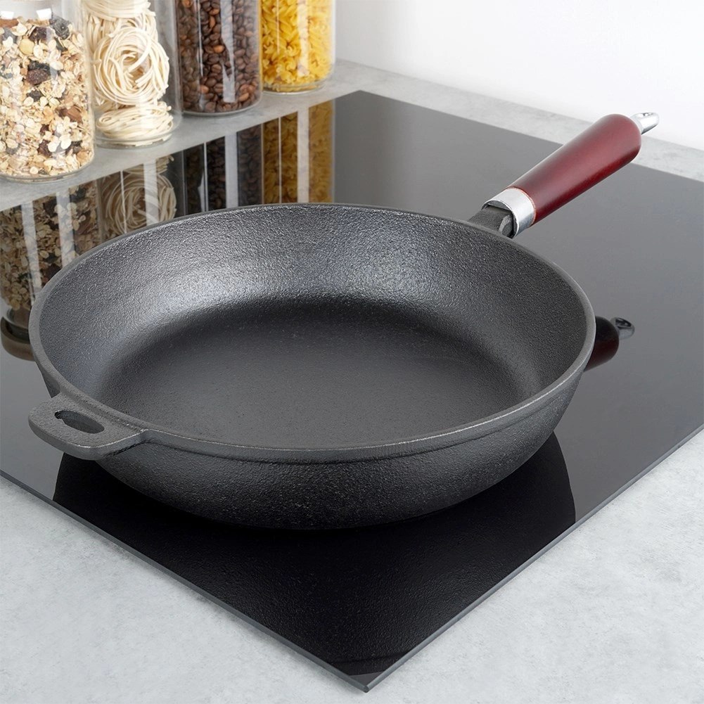 Patelnia Żeliwna do Smażenia Duszenia Gaz Indukcja Solidna VILDE 28 cm - obrazek 2