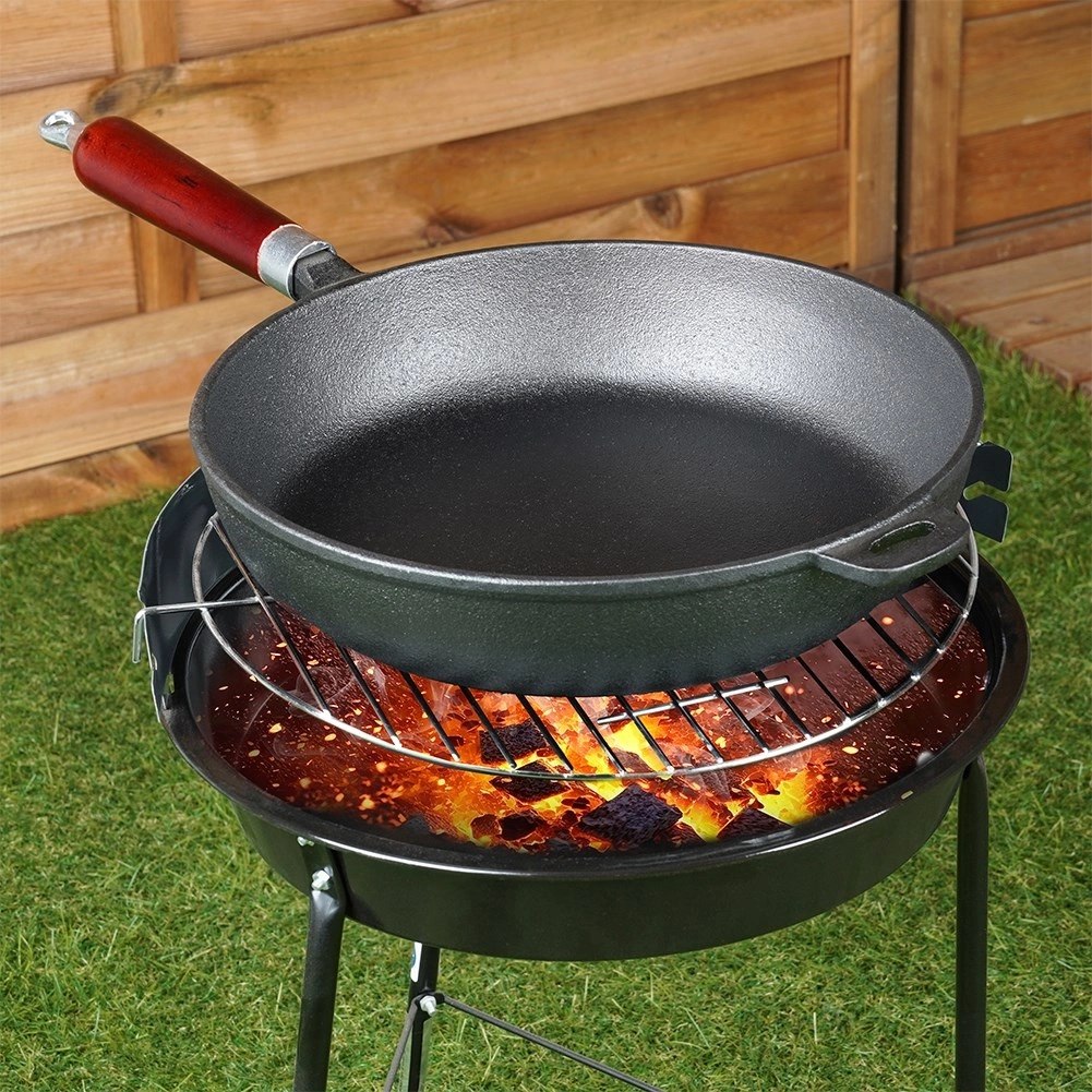 Patelnia Żeliwna do Smażenia Duszenia Gaz Indukcja Solidna VILDE 28 cm - obrazek 4