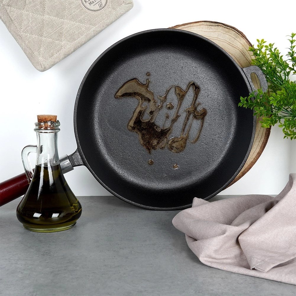 Patelnia Żeliwna do Smażenia Duszenia Gaz Indukcja Solidna VILDE 28 cm - obrazek 5