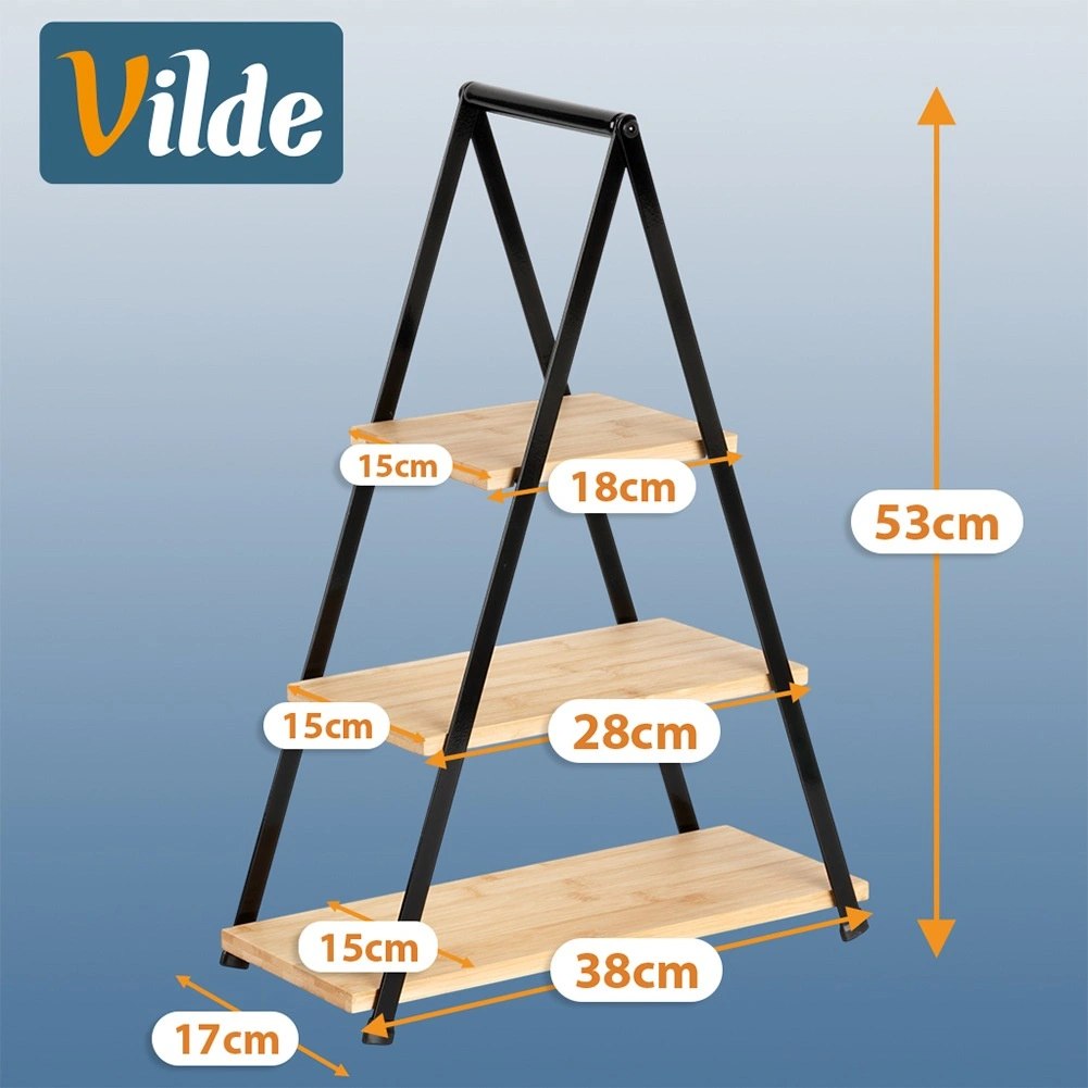 Patera 3-poziomowa Prostokątna Bambusowa 53 cm VILDE na Owoce - obrazek 5
