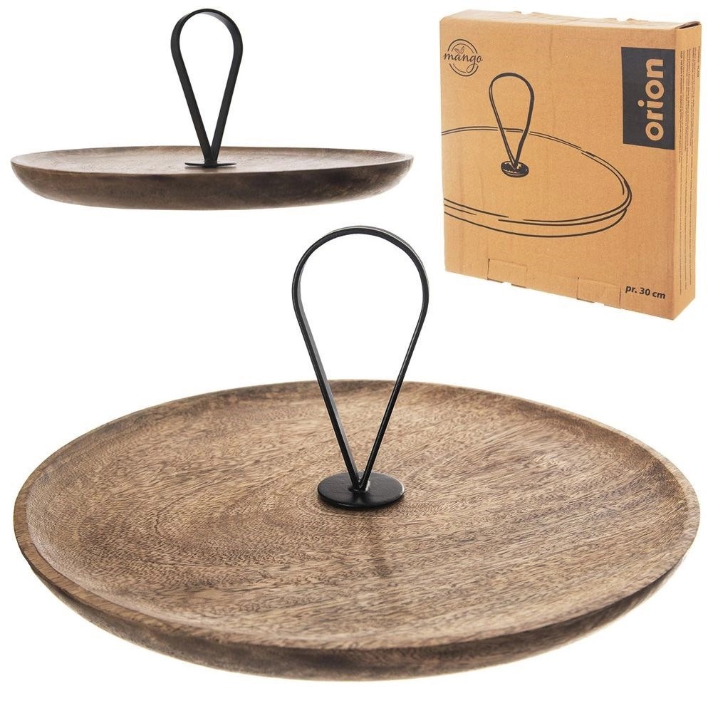 Patera Drewniana Talerz do Serwowania na Ciasta Przekąski MANGO 30,5 cm - obrazek 6