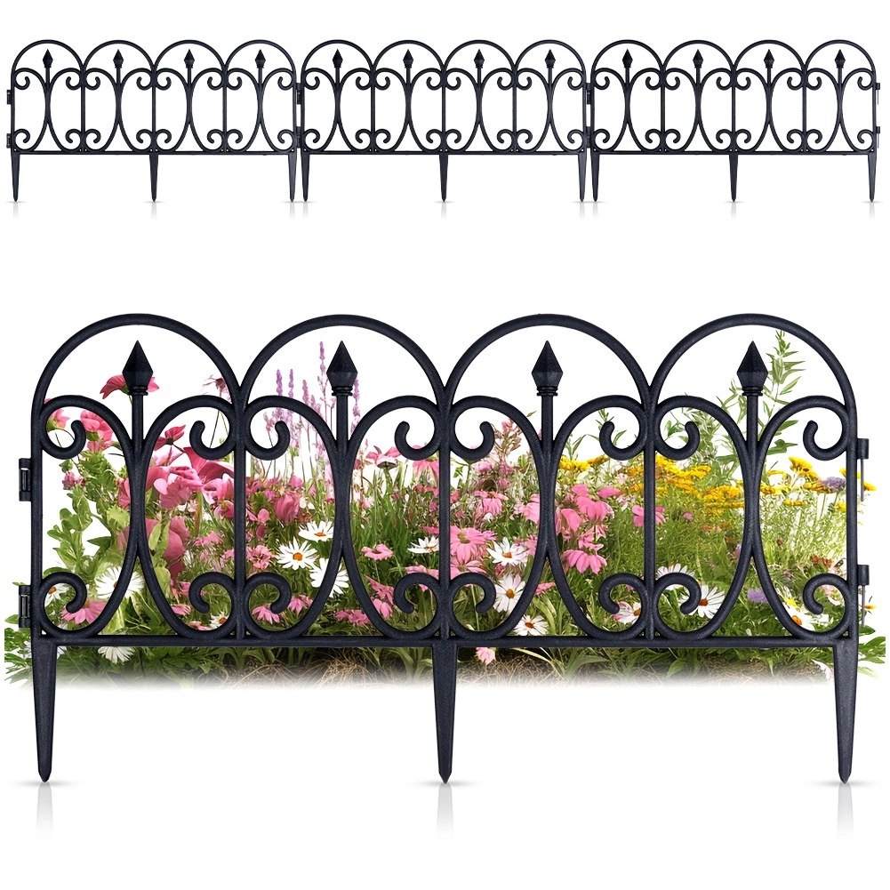 Płotek Ogrodowy Czarny 60 x 33 cm VILDE 4 szt. Obrzeże Palisada