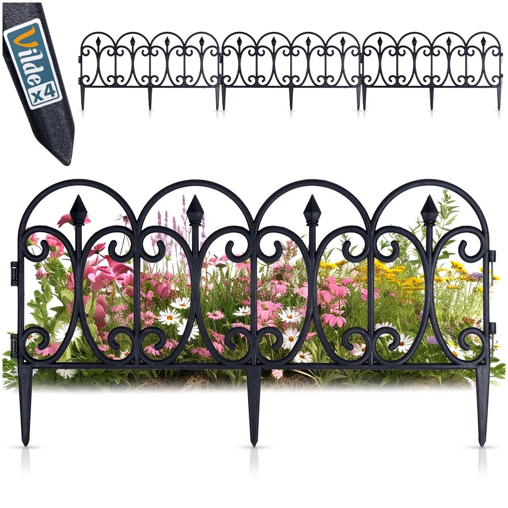 Płotek Ogrodowy Czarny 60 x 33 cm VILDE 4 szt. Obrzeże Palisada - obrazek 7