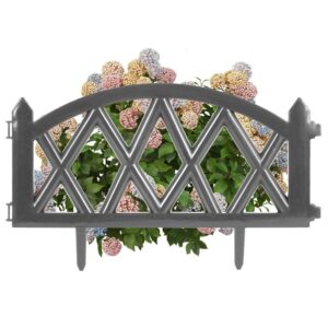 Płotek Ogrodowy Grafitowy 49 x 30 cm VILDE Obrzeże Palisada Dekoracyjna