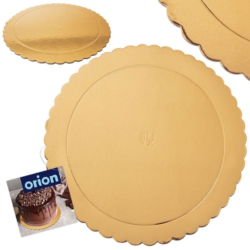 Podkład pod Tort Okrągły Sztywny Złoty 32 cm ORION Tektura Dekoracyjna - obrazek 5