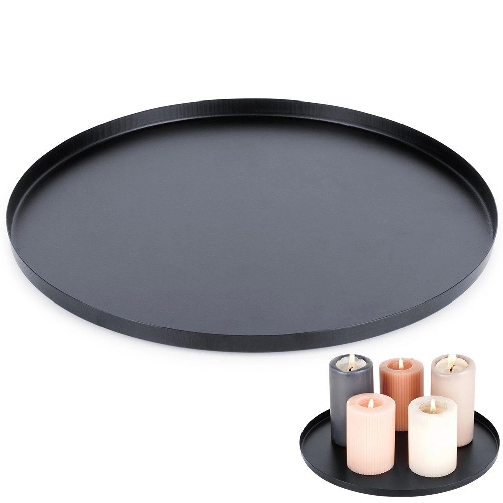 Podstawka pod Kompozycje Okrągła Metalowa 30 cm VILDE Czarna Matowa