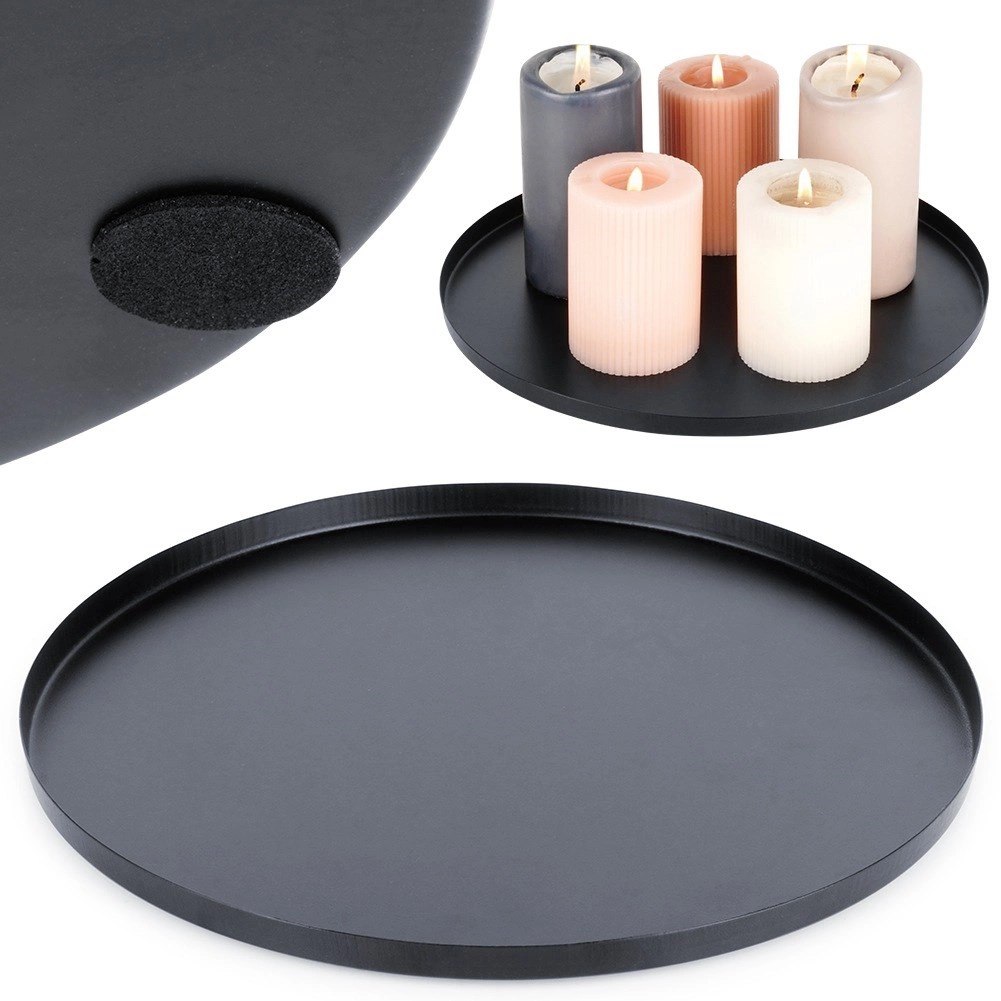 Podstawka pod Kompozycje Okrągła Metalowa 30 cm VILDE Czarna Matowa - obrazek 6