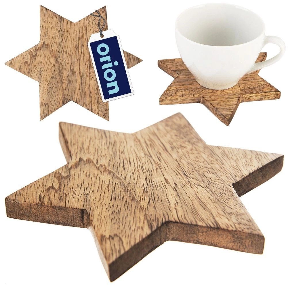 Podstawka pod Kubek Drewniana Gwiazda 12,5 cm ORION Drewno Mangowca - obrazek 4