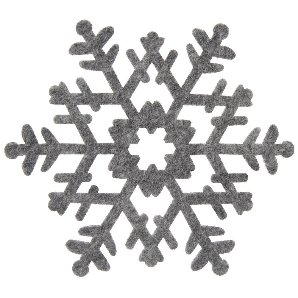 Podstawki pod Kubek Filcowe Płatek Śniegu 6 szt. 13,5 cm ORION Szare - obrazek 3