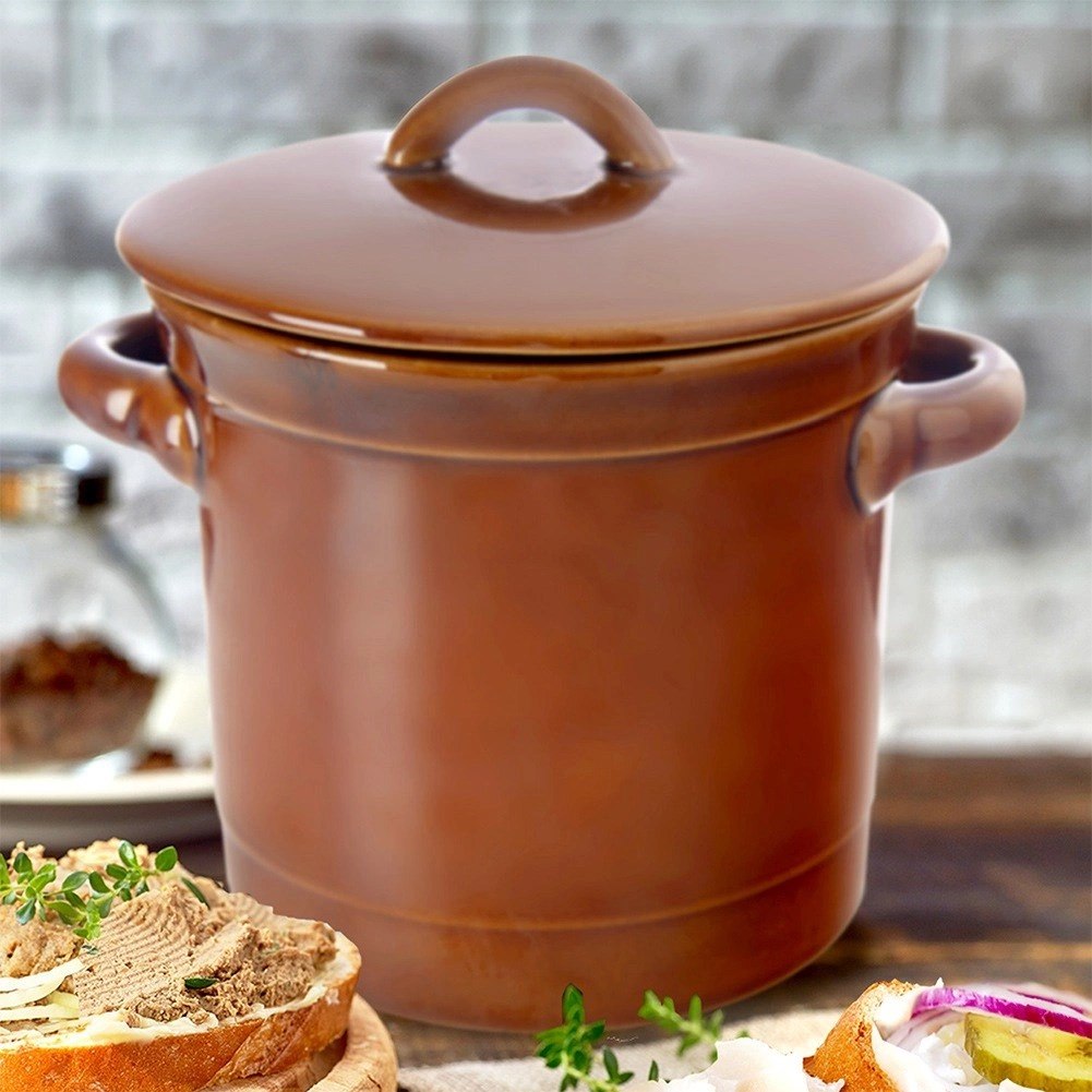 Pojemnik Garnek do Kiszenia Marynowania Ceramiczny z Pokrywką ORION 1 l - obrazek 2