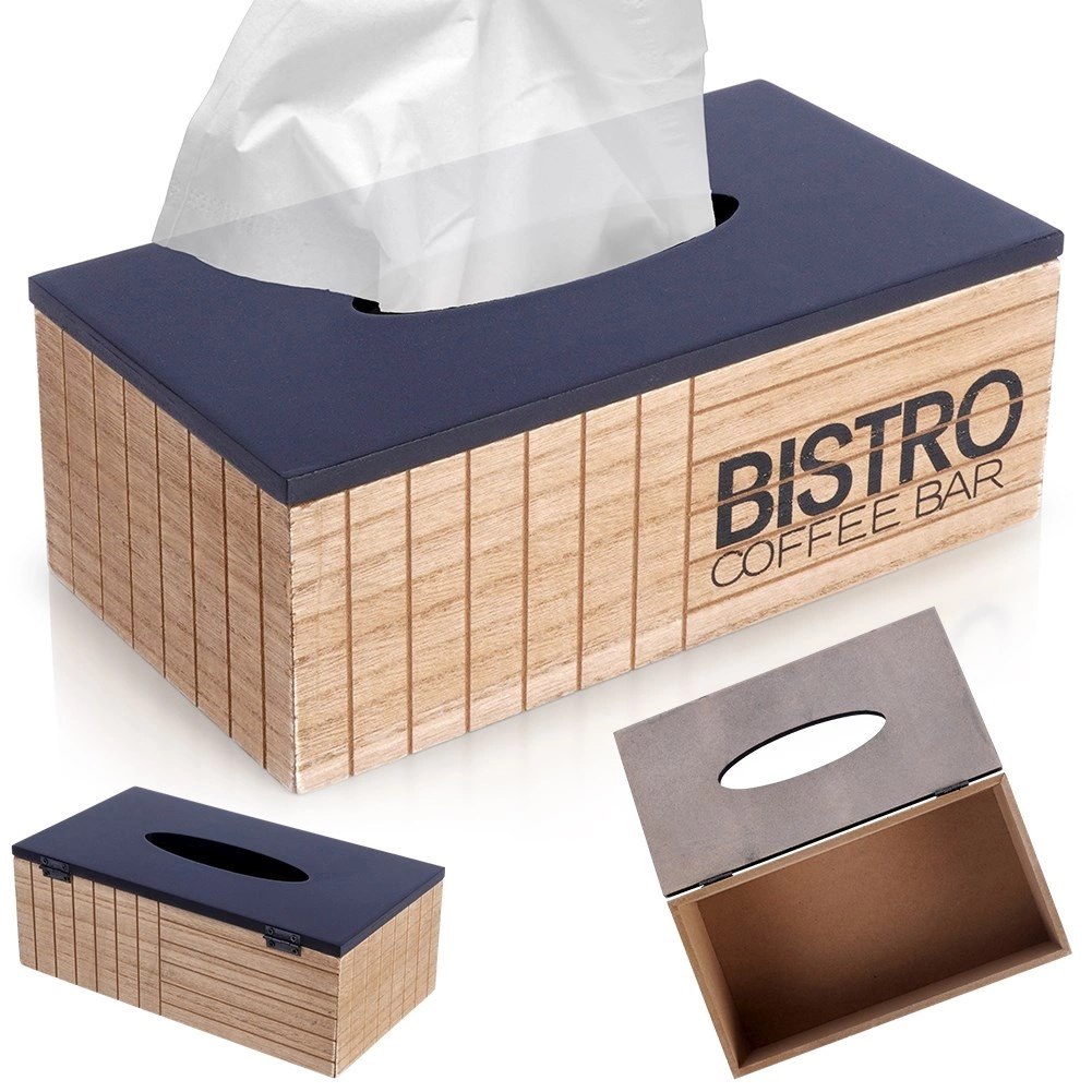 Pojemnik na Chusteczki BISTRO Loft 25 x 13,5 x 9 cm VILDE Czarno Drewniany - obrazek 5
