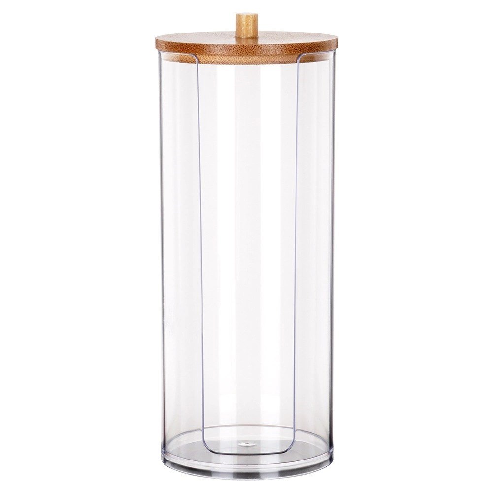 Pojemnik na Płatki Kosmetyczne Podajnik Bambus 7 x 18 cm VILDE z Pokrywką - obrazek 3