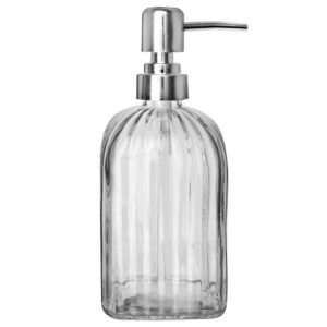 Dozownik do Mydła ORION 550 ml Szklany Przezroczysty Ryflowany z Pompką
