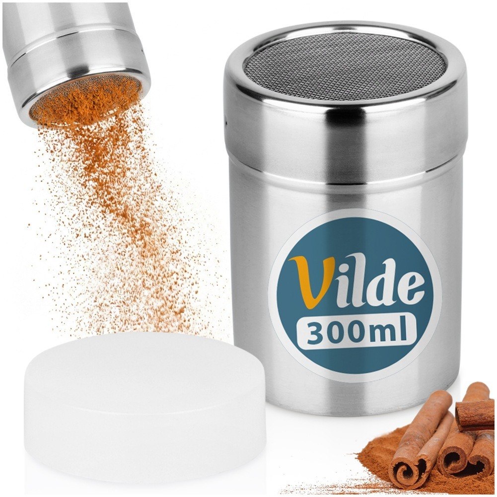 Pojemnik z sitkiem do cukru pudru i cynamonu stalowy 300 ml - obrazek 7