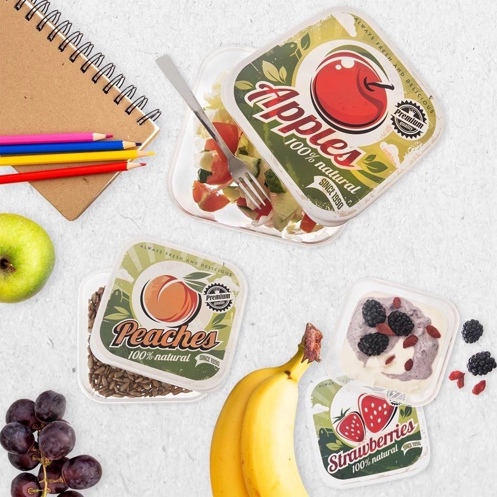 Zestaw 4 Pojemników Lunchbox Szczelny 900 ml ORION Retro na Żywność - obrazek 2
