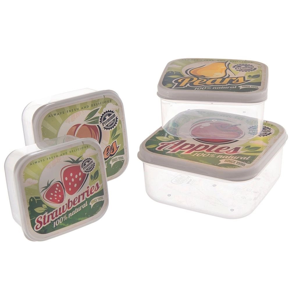 Zestaw 4 Pojemników Lunchbox Szczelny 900 ml ORION Retro na Żywność - obrazek 3