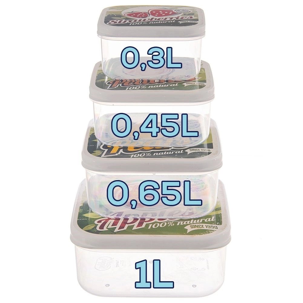 Zestaw 4 Pojemników Lunchbox Szczelny 900 ml ORION Retro na Żywność - obrazek 5