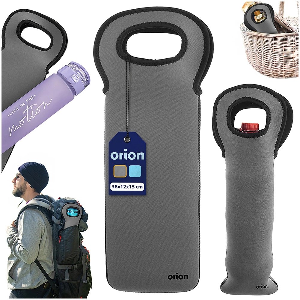 Pokrowiec Termiczny na Butelkę Neopren Szary ORION Uchwyt 38 cm - obrazek 8