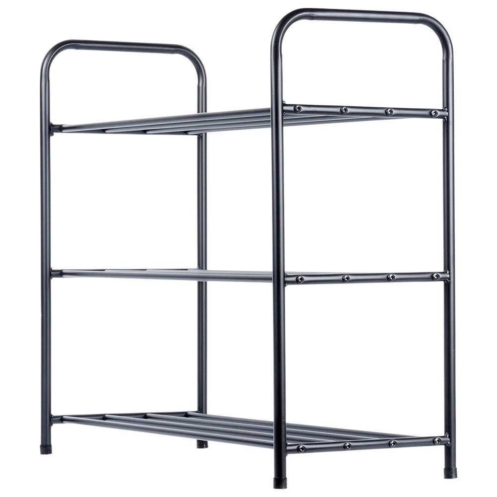 Półka Regał na Buty 3-Poziomowy Metalowy Czarny Solidny VILDE 63x28x60 cm - obrazek 3