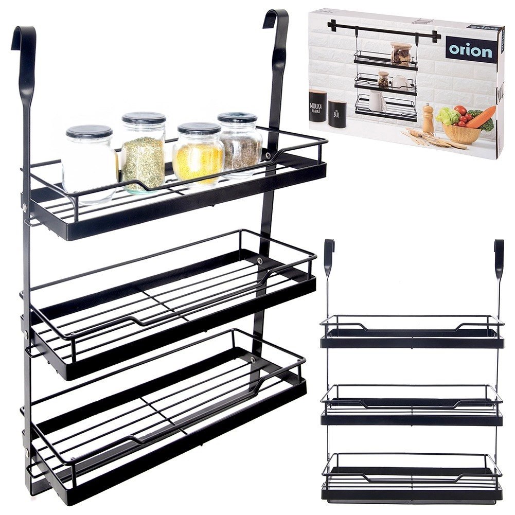 Półka Kuchenna Wisząca 3 Poziomy Reling Metal Czarny RADKA ORION - obrazek 5