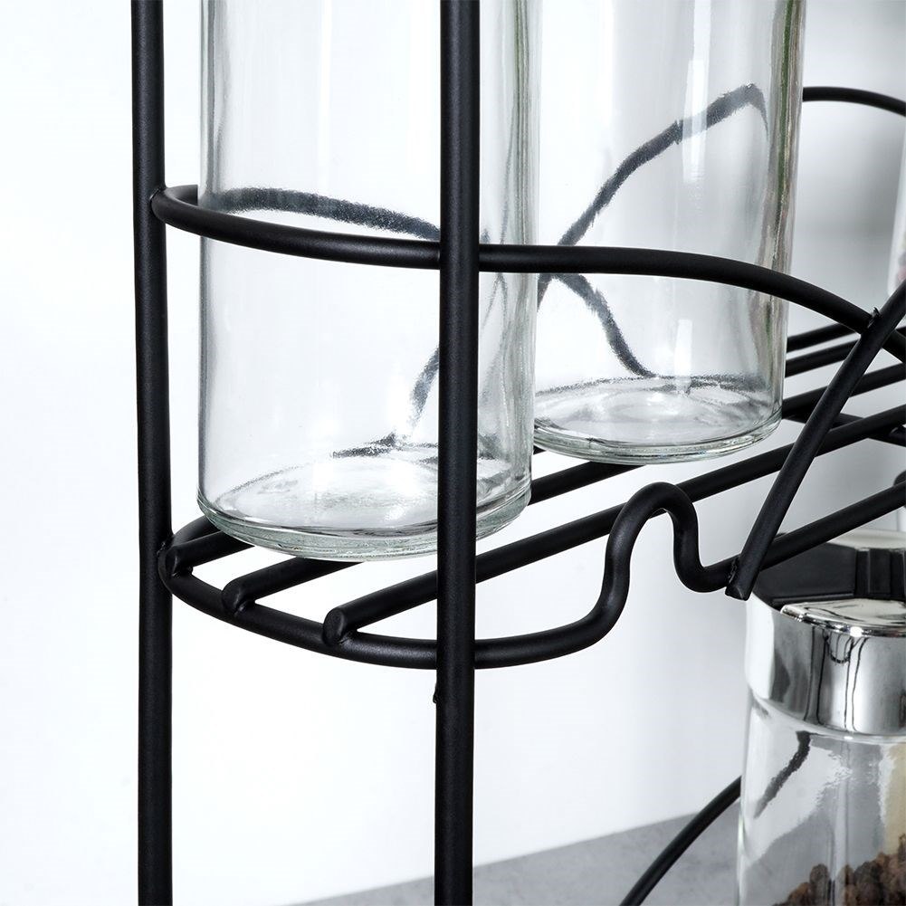 Półka na Przyprawy Metalowa Czarna Stojąca Loft VILDE 33,5 x 6,5 x 33,5 cm - obrazek 4