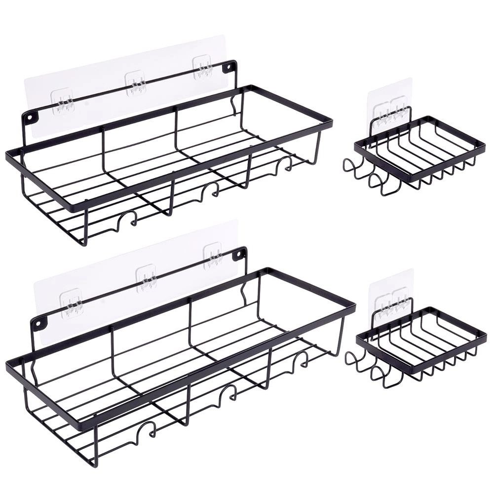 Zestaw Półka Łazienkowa pod Prysznic Metalowa Wisząca Loft VILDE 4 szt. - obrazek 3