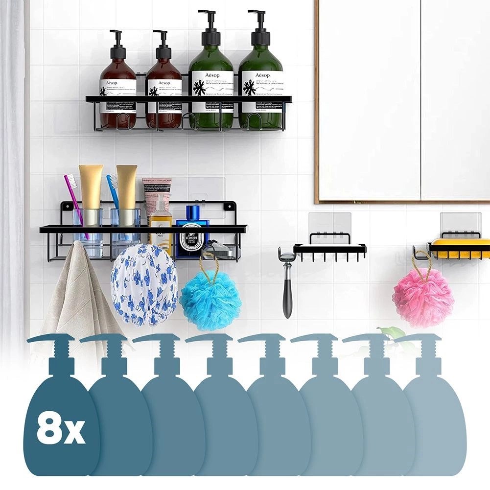 Zestaw Półka Łazienkowa pod Prysznic Metalowa Wisząca Loft VILDE 4 szt. - obrazek 5