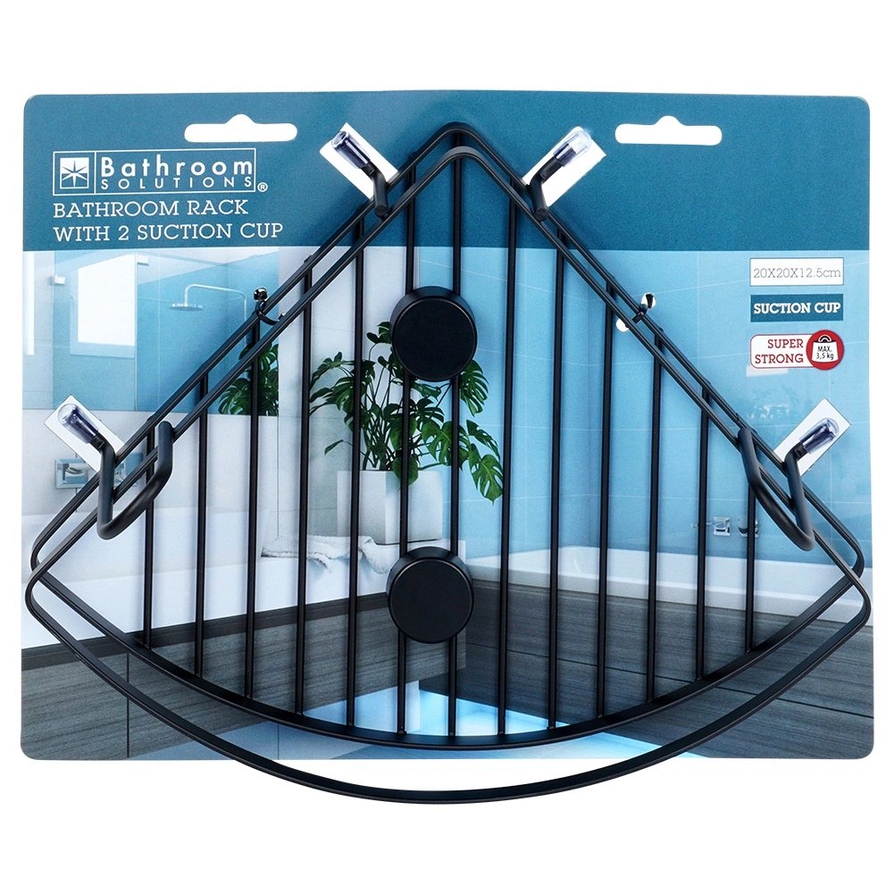 Półka pod prysznic metalowa czarna na przyssawki narożna 24x18x12,5 cm - obrazek 8