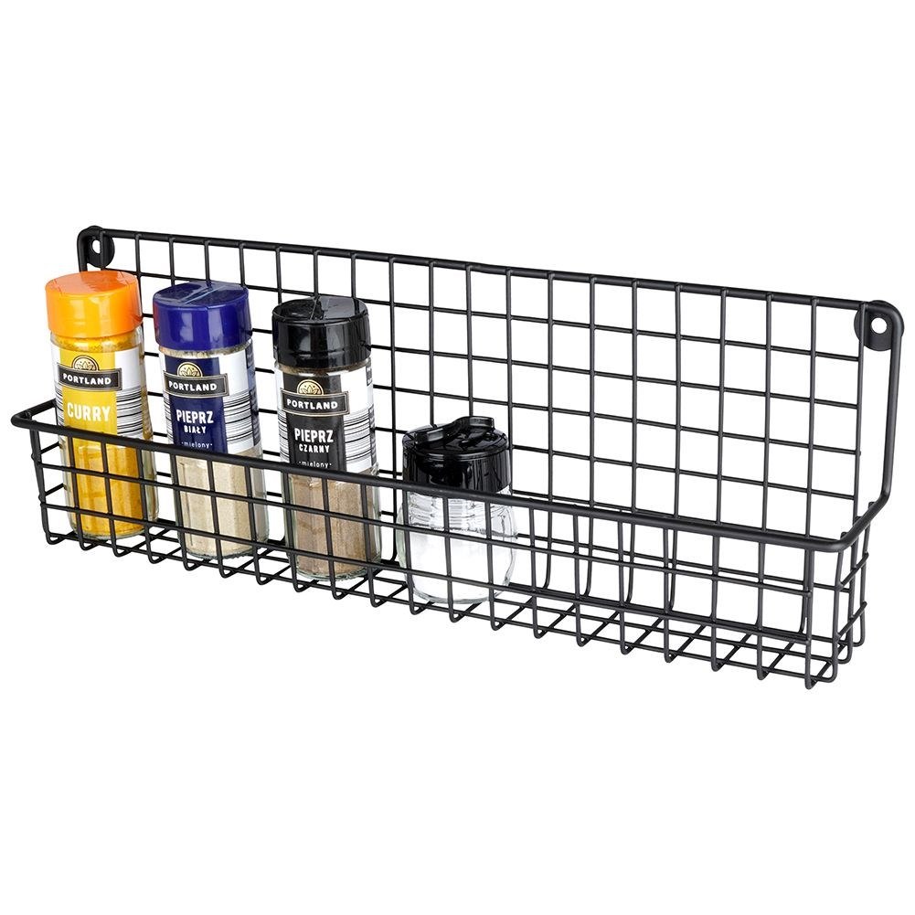 Półka na Przyprawy Metalowa Wisząca Loft Czarna Solidna ORION 9,5x6,5x14 cm