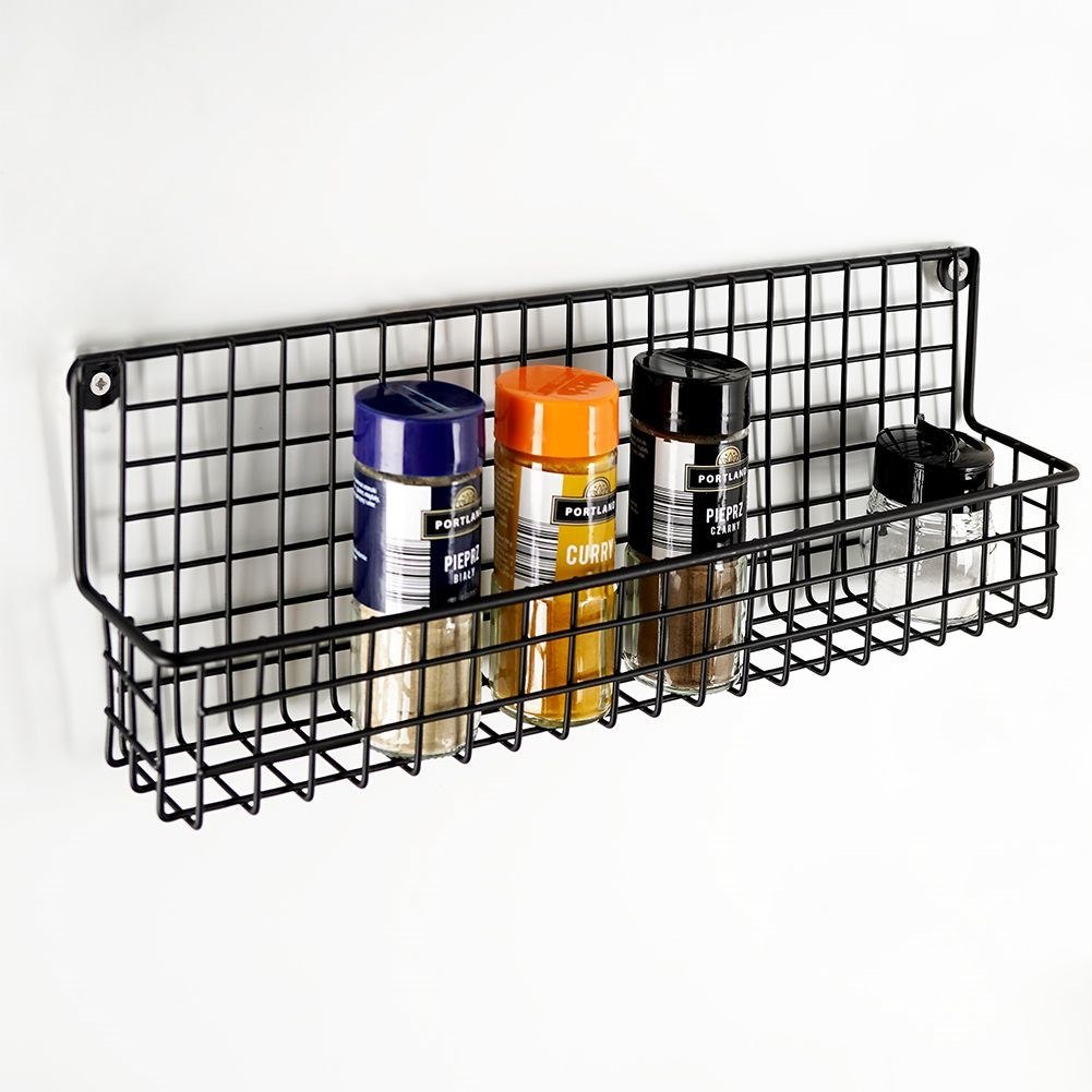 Półka na Przyprawy Metalowa Wisząca Loft Czarna Solidna ORION 9,5x6,5x14 cm - obrazek 2