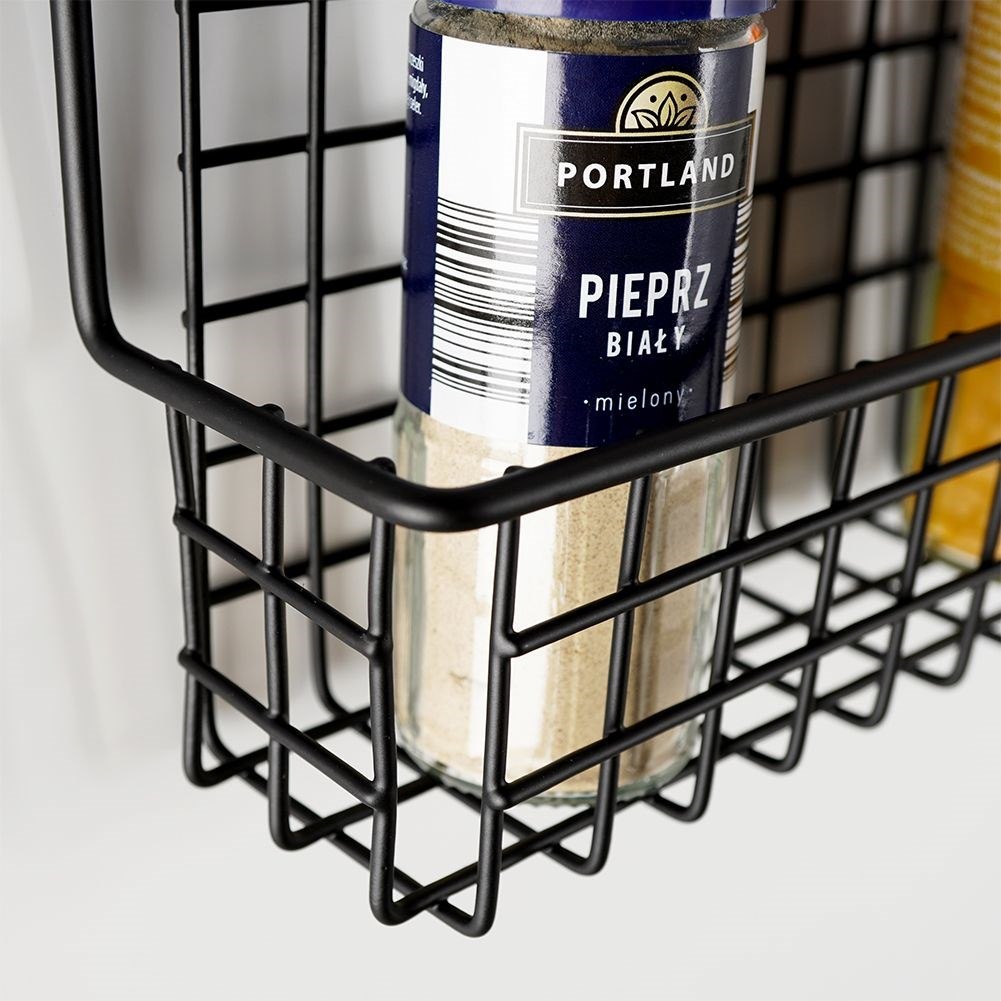 Półka na Przyprawy Metalowa Wisząca Loft Czarna Solidna ORION 9,5x6,5x14 cm - obrazek 4