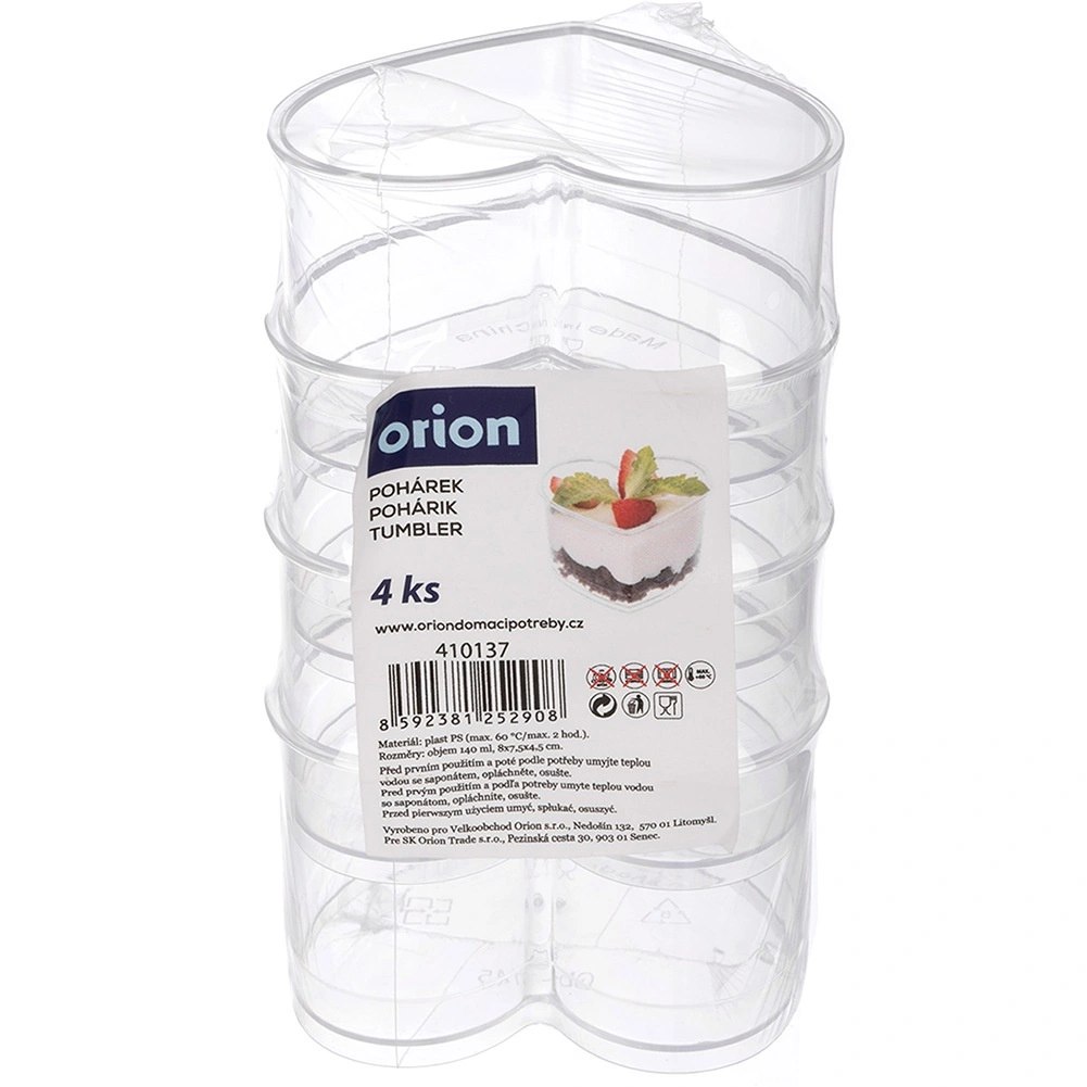 Pucharki Serce 130ml Zestaw 4 szt. do Deserów i Galaretek ORION Musy - obrazek 5