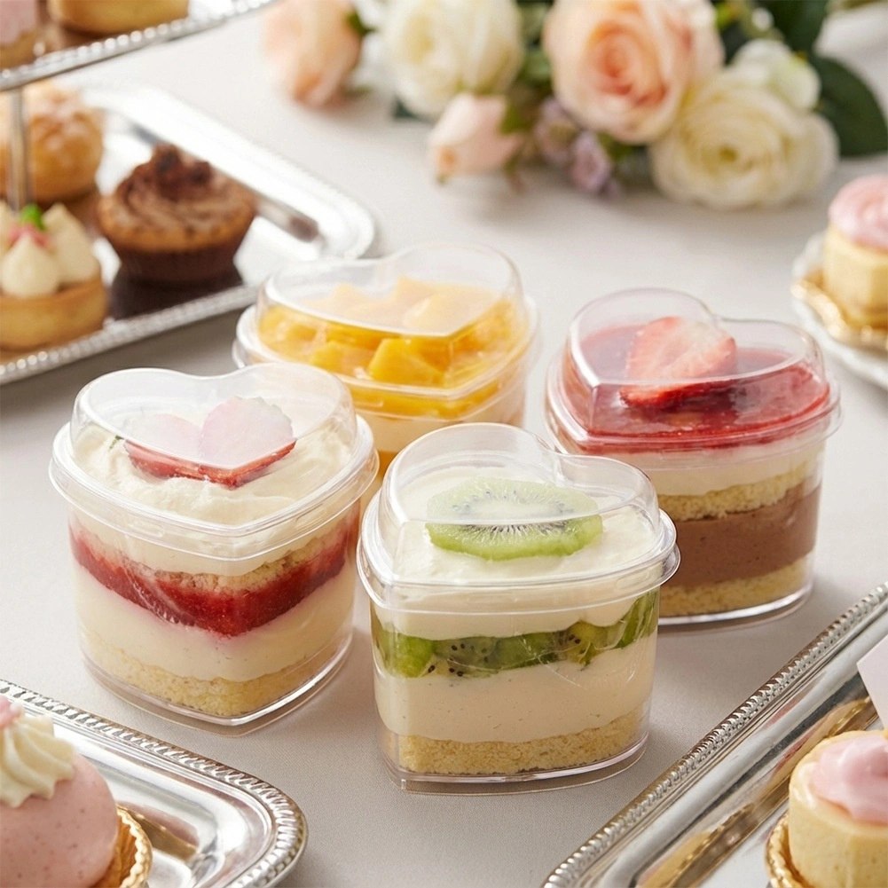 Pucharki Serce z Pokrywkami 130ml Zestaw 4 szt. Finger Food ORION - obrazek 2