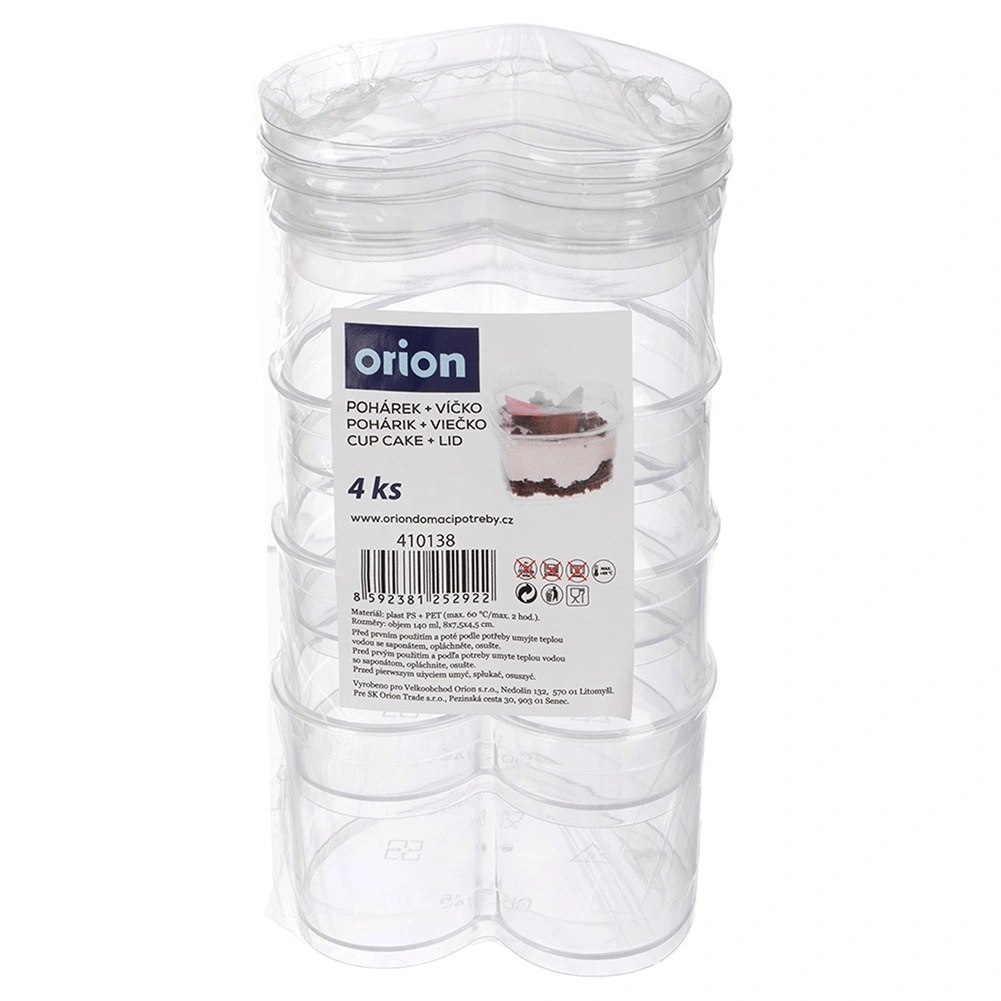 Pucharki Serce z Pokrywkami 130ml Zestaw 4 szt. Finger Food ORION - obrazek 6