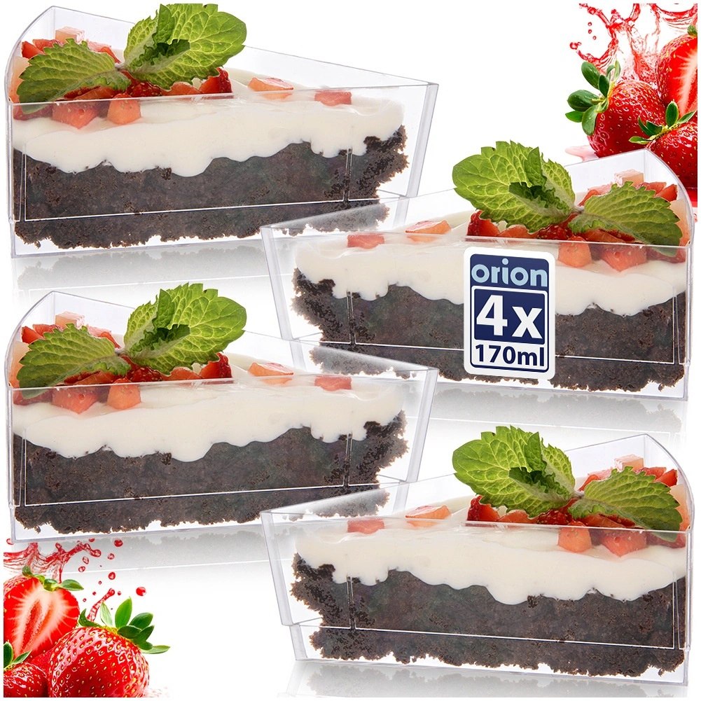 Pucharki Trójkątne 160ml Zestaw 4 szt. do Deserów i Ciast ORION Party - obrazek 6