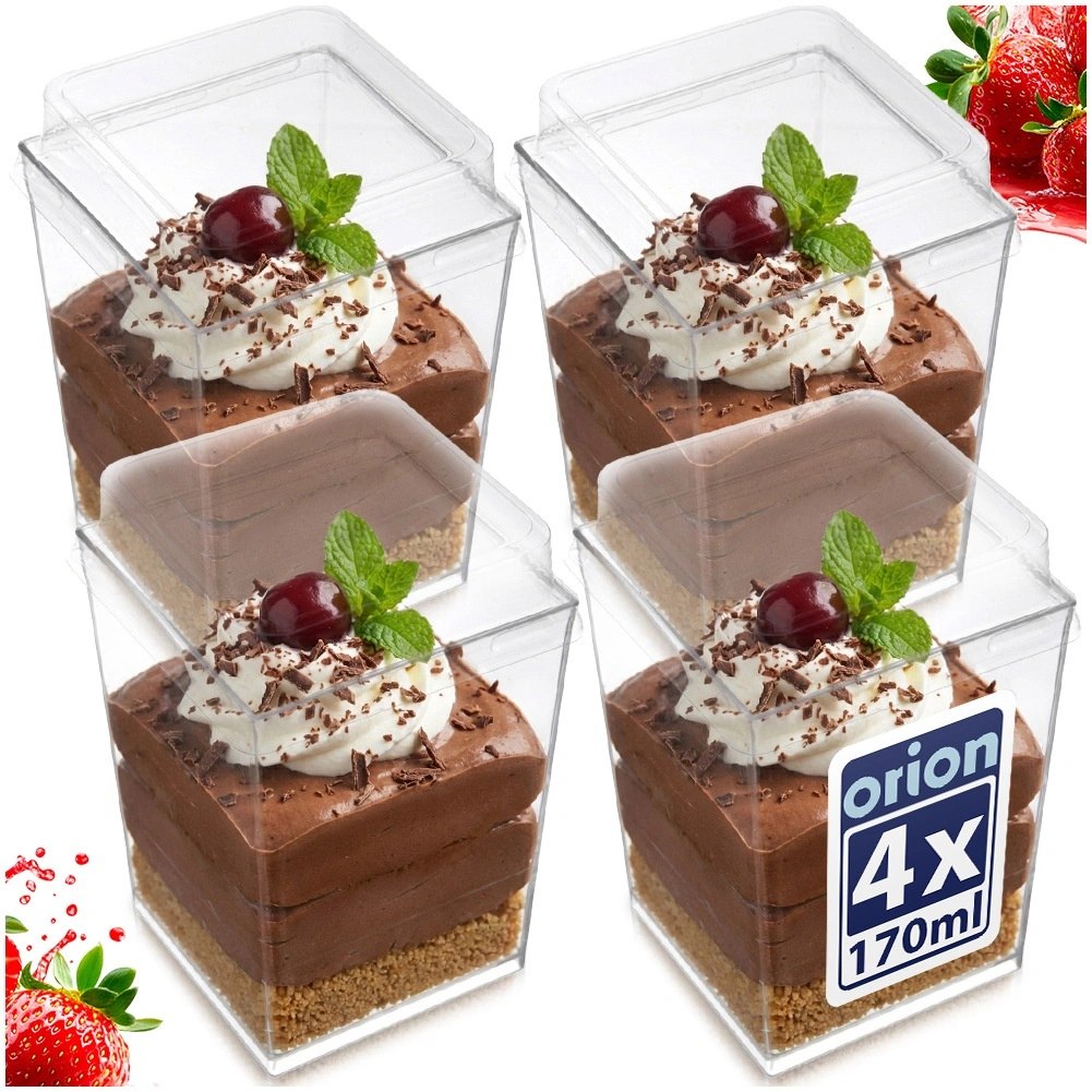 Pucharki z Pokrywkami 160ml Zestaw 4 szt. na Desery i Musy ORION Party - obrazek 7
