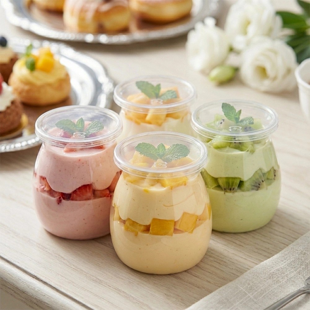 Pucharki z Pokrywkami 160ml Zestaw 6 szt. do Monoporcji i Deserów - obrazek 4