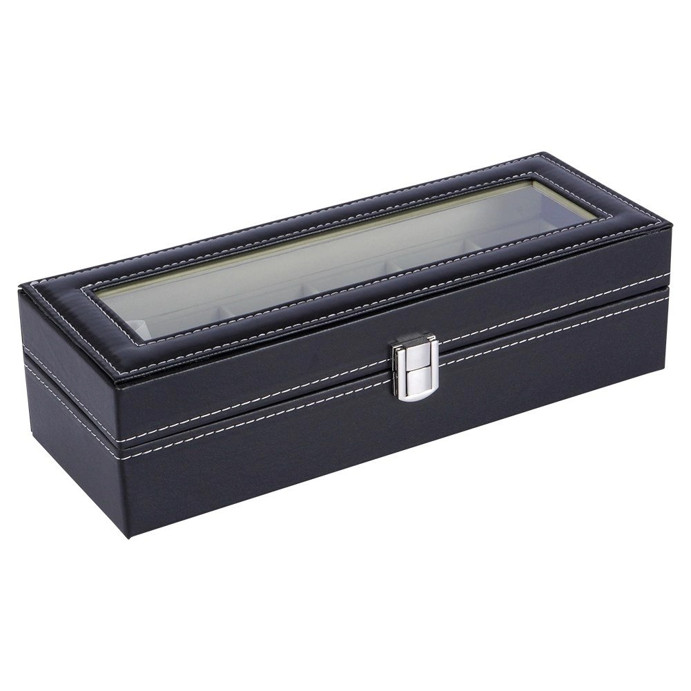 Pudełko Szkatułka na Zegarki Etui Czarne 6 Miejsc 305 x 11 x 8 cm VILDE - obrazek 3