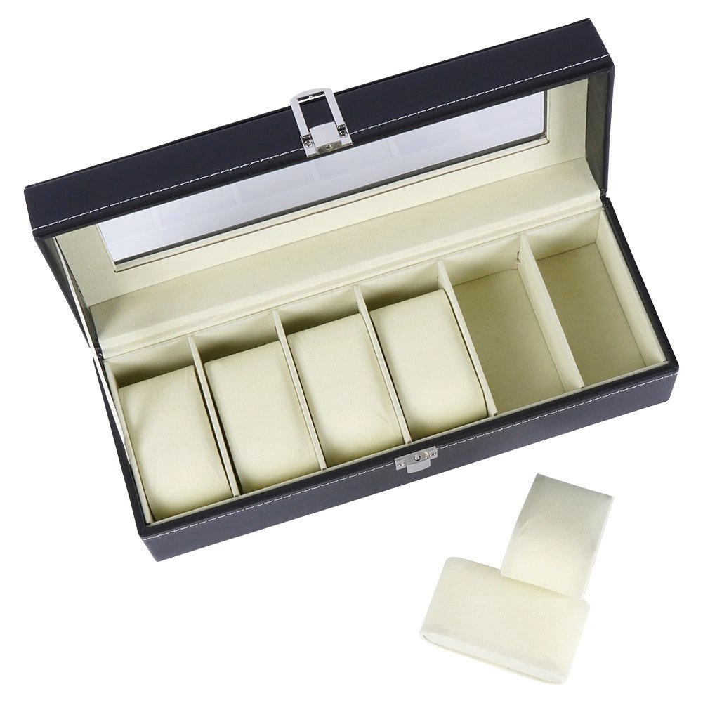 Pudełko Szkatułka na Zegarki Etui Czarne 6 Miejsc 305 x 11 x 8 cm VILDE - obrazek 4