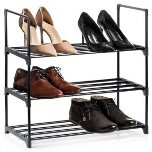 Regał na Buty Metalowy Czarny 3 Poziomy 57 x 28 x 55 cm VILDE