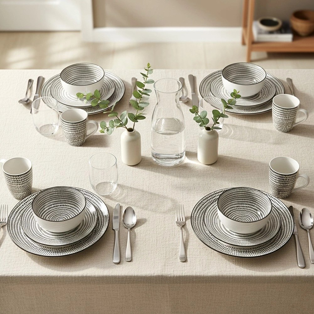 Serwis Obiadowy Porcelanowy 16 el. Zestaw dla 4 Osób Talerze - obrazek 2