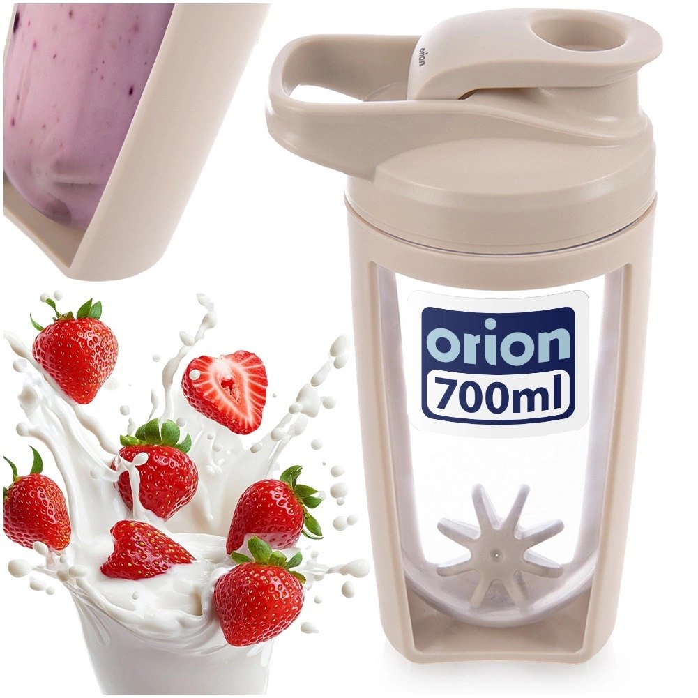 Shaker Treningowy z Kulą Tritan Szczelny 700 ml Beżowy ORION - obrazek 8