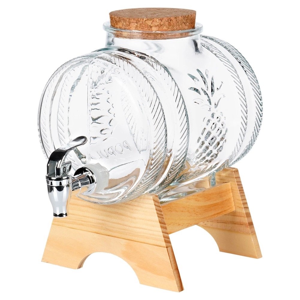 Słój Dozownik Dyspender do Napojów z Kranikiem Stojakiem Szklany ORION 3l - obrazek 3