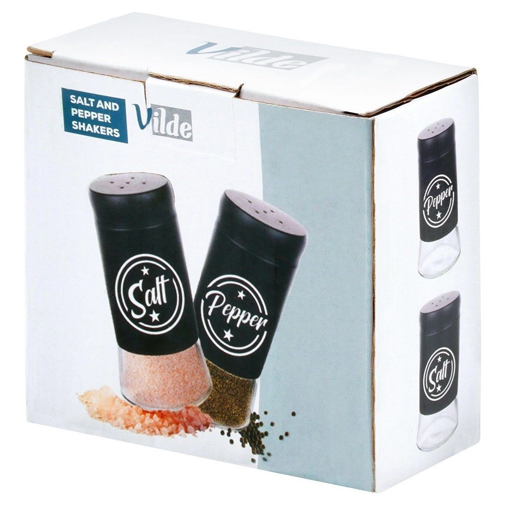 Solniczka Pieprzniczka Szklana Czarna Metalowa 140 ml 2 szt. VILDE - obrazek 8