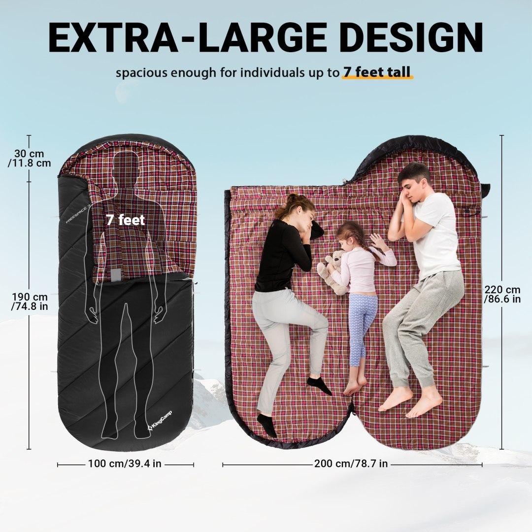 Śpiwór z Ogrzewaniem Podgrzewany 3 Poziomy 220 cm KING CAMP Free Space 250 - obrazek 4