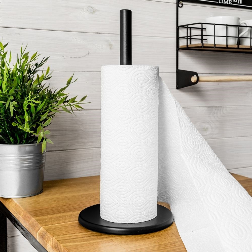 Stojak na ręcznik papierowy metalowy czarny 33 cm - obrazek 2