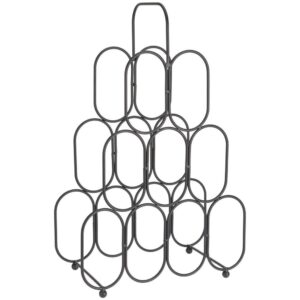 Stojak na Wino Metalowy Czarny Dziewięć Butelek 36 x 56 cm Elegancki HSC