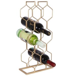 Stojak na Wino Metalowy Złoty Osiem Butelek do Leżakowania 48 cm T4Y