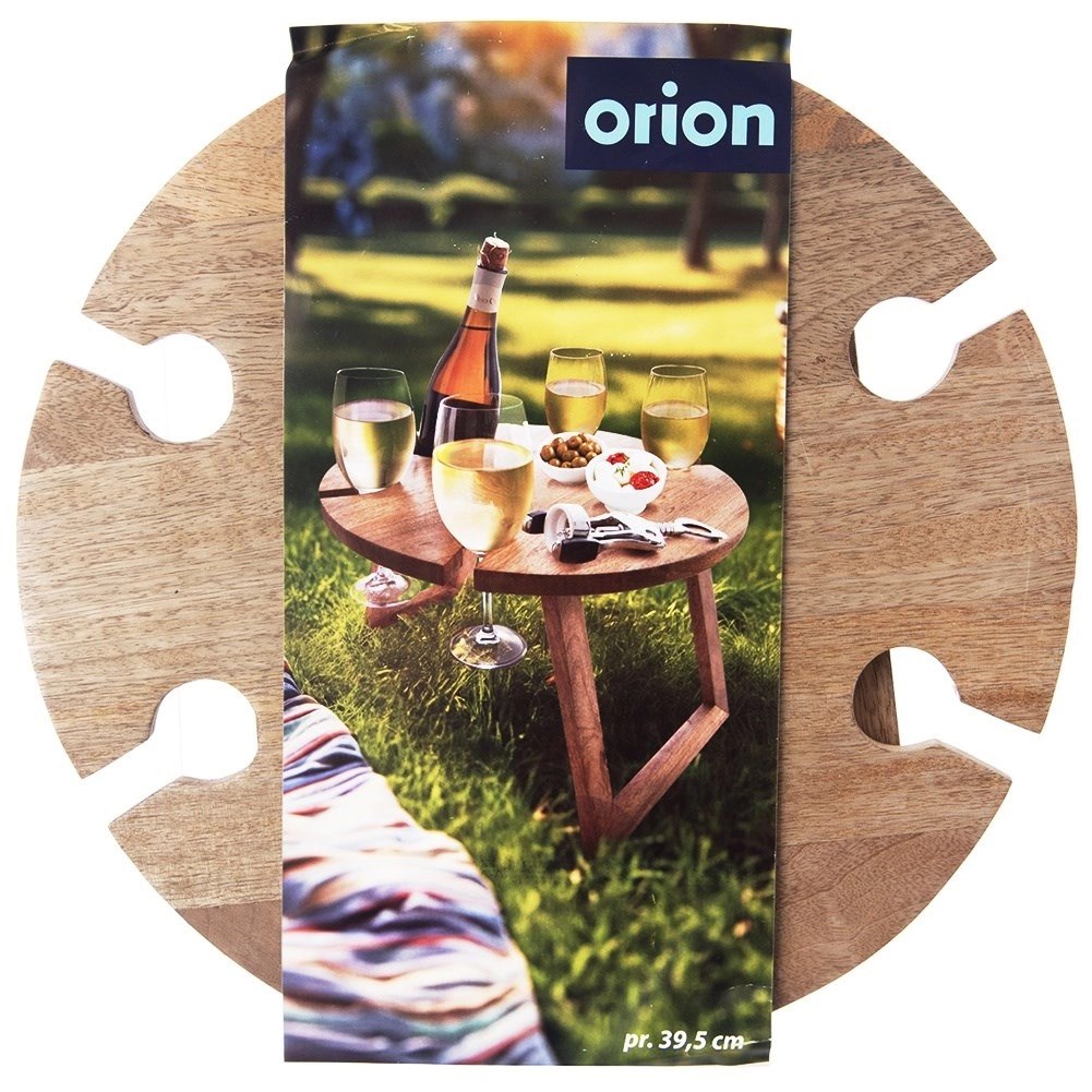 Stolik Piknikowy na Wino Drewniany Składany na Butelkę Kieliszki ORION - obrazek 8